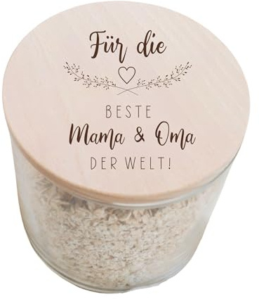 KT-Schmuckdesign Vorratsglas 530ml Für die beste Mama & Oma der Welt - Aufbewahrungsglas Geschenkidee Keksdose Vorratsbehälter Muttertag