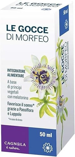 Integratore Per Dormire La Notte Riduzione dei risvegli notturni Rilassante e Calmante con 1mg Melatonina Papavero Rosso Passiflora Luppolo Cagnola 50 ml Le gocce di Morfeo