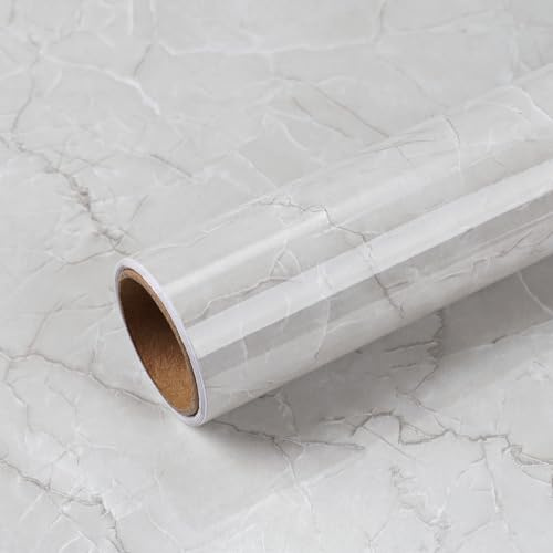 VEELIKE Tapete Marmoroptik Grau Weiß Modern 81 cm × 300 cm Möbelfolie Marmor Tapete Selbstklebend Marmor Folie Arbeitsplatte Küche Wandfolie Badezimmer Wasserfest Abnehmbar Schlafzimmer Klebetapete