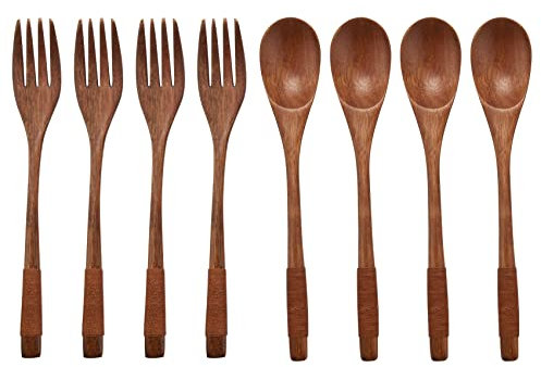Swiixxer 8 StüCk 9 Japanese Set KüChen Geschirr Natur Besteck Abendessen Besteck Set
