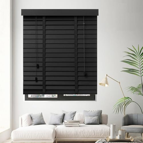 SAOGERUL Verdunkelungsjalousien aus Holz, Jalousien, 50 mm breite Lamellen, horizontale Fensterläden, Sichtschutzvorhänge, für Innen- und Außentüren und Fenster, B×H-120x250c
