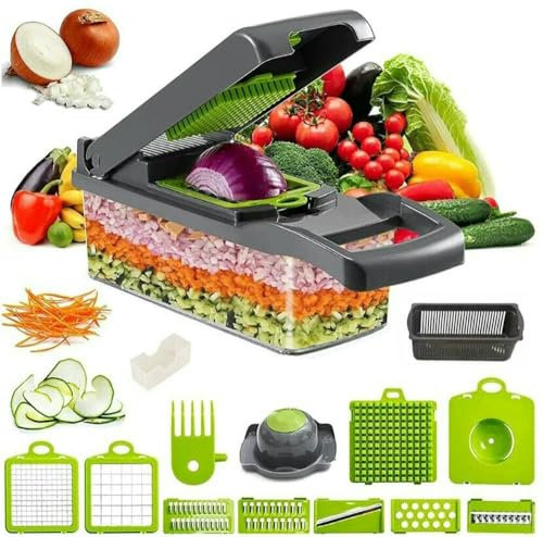 Picadora de Verduras JJDFW 15 en 1, para ensaladas, Frutas, Verduras, Alimentos, rebanadora y peladora