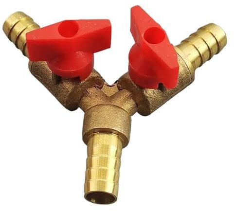 YKMYXZ， 1PC 8mm 10mm 12mm Brass Y Type for Fuel Gas Water Oil Air Hose Barb Three 3 Way Ball Valve Adapter Pipe Fitting Connector(8mm)