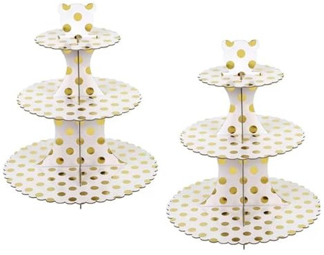 MCLIUJIA Alzatina per Dolci 2 Pezzi Supporto for Torta in Cartone Supporto for Cupcake Torre Rotonda Alzata per Desser