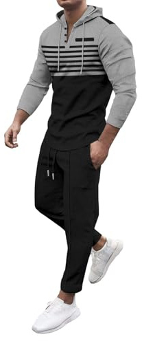Generico Tute Da Ginnastica Uomo Fitness Larghi Completi Sportivi Comodo Jogging Tinta Unita Felpe Con Cappuccio E Pantaloni Casual Manica Lunga Completo Uomo Con Tasche Leggera Set Tracksuit