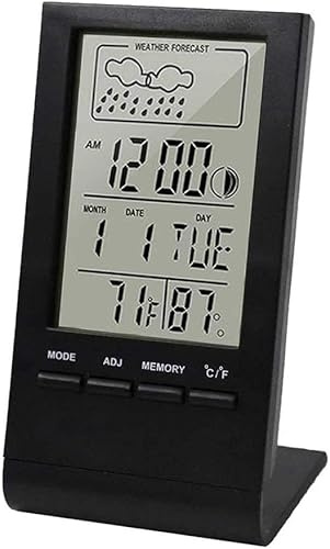 SHRGOMPIT Mini termometro digitale igrometro misuratore di temperatura e umidità interna orologio stazione meteorologica previsioni valore massimo minimo visualizzazione