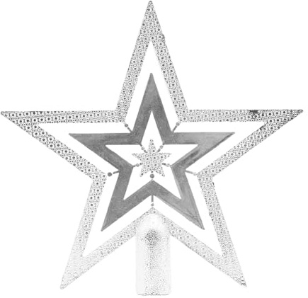 Glittered Christmas Tree Topper Silver Star Tree Topper Plastic Tree Star for Top of Christmas Tree Ornament Party Decorations 7.2 Inch