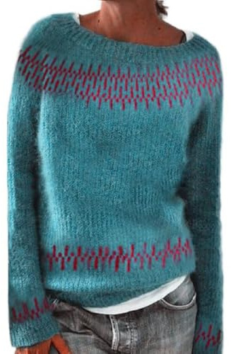 Tuta In Maglia Donna Pullover Invernale Elegante Knitted Girocollo Maglione a Blocchi Di Colore Spessa Tops a Maniche Lunghe Morbido Righe Felpa Bluse Di Natale Tunica Top Donna Autunno Maglieria