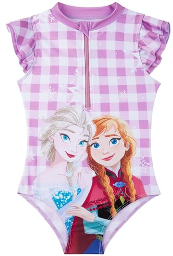 Peppa Pig | Disney Frozen | Minnie Mouse Girls Swimming Costumes, One Piece Front Zip-Up Bathing Swim Suits, Swimwear Gifts