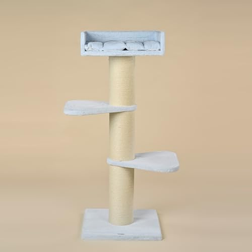 RHRQuality Krabpaal Voor Grote Katten - Royalty – 158 cm Hoog – Met Extra Dikke 20 cm Sisalpalen – Blauw Teddy