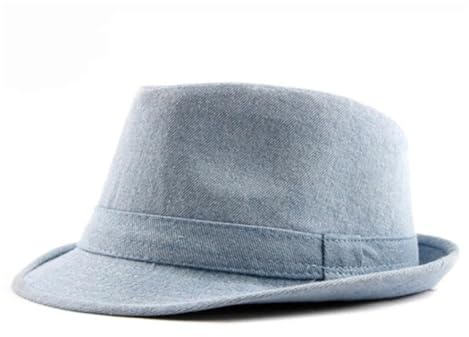 XUCZHAI Vår- och sommarhatt i bomull denim för kvinnor, klassisk keps, melonhatt, fedora, enfärgad (ljusblå)