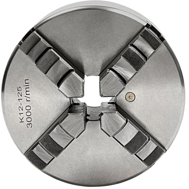 4 Backen Drehfutter, 125 mm Spannfutter Backenfutter, Selbstzentrierende Drehfutter, 4 Backen Drehfuttersatz, Gusseisen Drehfutter mit Spannfutterschlüssel, 3000 U/min, für Holz Metall Drehmaschine