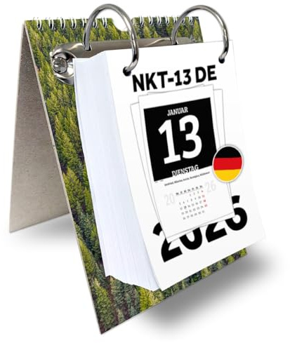 KALVOS Deutscher Kalender 2026, Tischkalender, Wandkalender, Abreisskalender, 365 tage, Tagesabreißkalender, Kalendarium, Minimalistisch Tages Kalender mit großen Zahlen (Einfach)