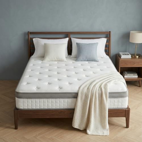 Kislot Matelas Hybride/Mousse à Mémoire de Forme, Épaisseur 22 cm, Soutien Ferme et Confort Moelleux, Respirant et Orthopédique