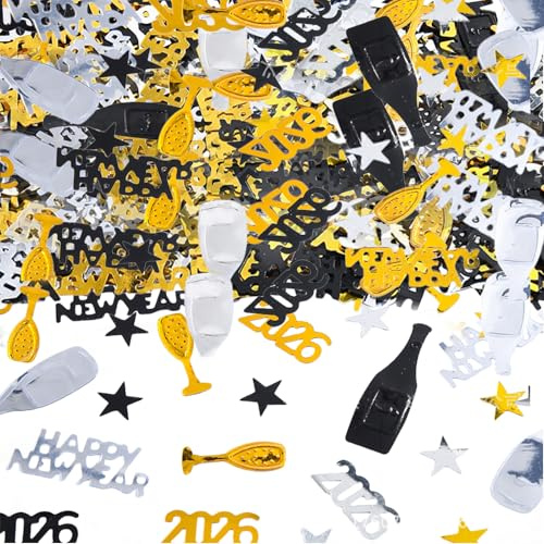 Silvester Deko 2026,Silvester Tischdeko,Konfetti Gold Streudeko,Confetti New Party,Year Happy Neujahr,Decoration FüR Glitzer Karneval,KleebläTter Streusterne Weihnachten