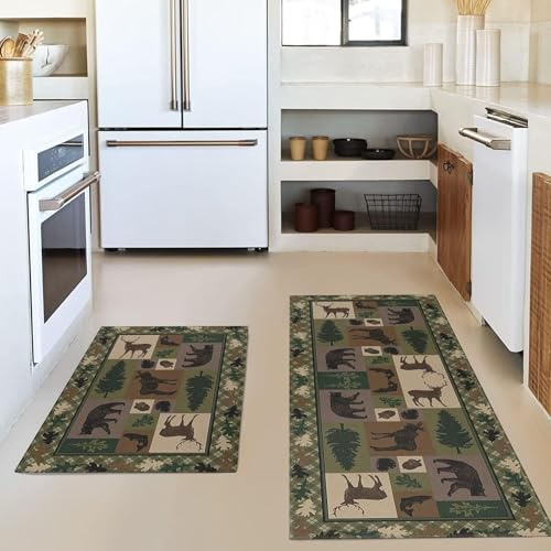 küchenteppich Braune Tiere Küchenläufer,Teppich Für küchenteppich waschbar rutschfest,fussmatte aussen 40x60+40x120
