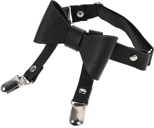 TEMPNAP Anillo de Muslo Ajustable con Lazo para Mujer Punk Cinturón de Pierna con Clip Liga Novia para Fiestas y Disfraces Accesorio de Moda PU Negro