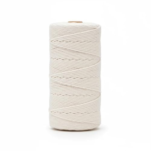 Trabag Makramee Garn, 100% Baumwolle, 2mm x 300m, Naturfarben, Baumwollschnur für DIY Kunsthandwerk, Wandbehang, Gartenarbeit, Traumfänger, Hochzeit Dekorationen