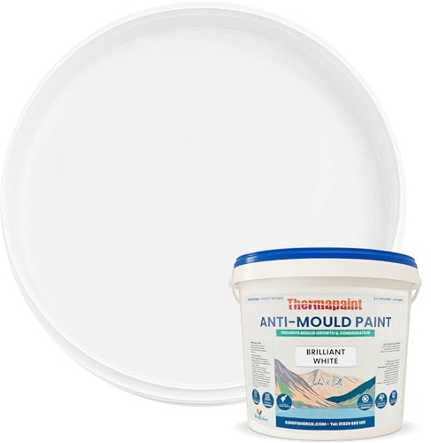 Kingfisher Thermapaint Anti Mould Emulsion Paint 2.5L, Brilliant White | Mould and moisture resistant with active fungicide, waterproof and washable, for kitchens, bathrooms and more