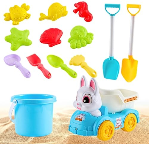Generisch Sandspielzeug Strandspielzeug Junge Mädchen mit Faltbarer Eimer Kinder Sandkasten Spielzeug, 19 PCS Sandförmchen Sandschaufel Kinder, Reise Sand Spielzeug ab 3 Jahr