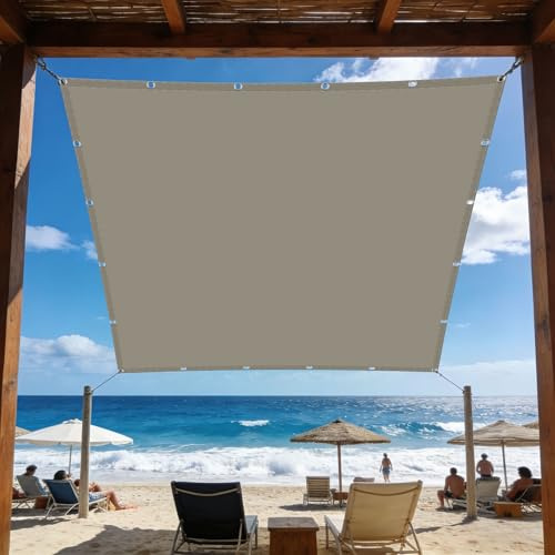 Vela Ombreggiante Impermeabile 6 x 6 m Protezione Solare Tenda a Vela Parasole Rettangolare Traspirante per Esterno Giardino Terrazza Colore, Tortora