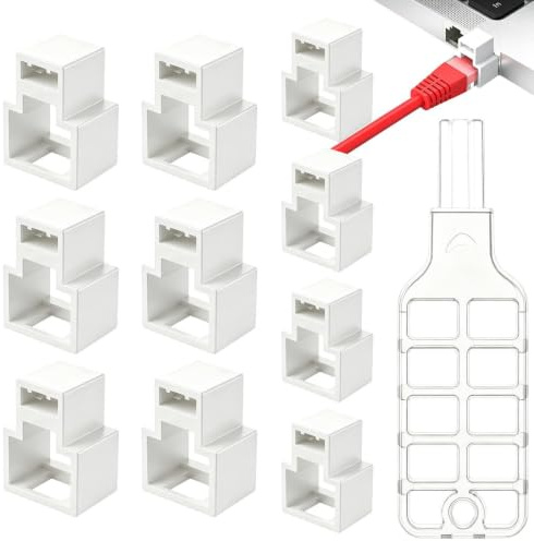 RJ45-portlås, dammskydd med 1 nyckel, lås för RJ45-nätverkskabel, för användning i dator, router, bärbar dator, konferensrum, arbetsplats, laboratorium, skola och