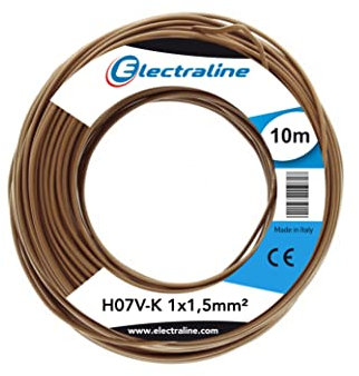 Electraline 15081 Cavo N07V-K, Sezione 1x1.5 mm, 10 mt, Marrone