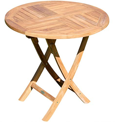 ALEOS. AS-S Teak runder Klapptisch Gartentisch Holztisch Garten Tisch rund 80cm JAV-Coamo Teakholz