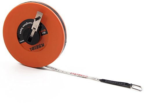 KSEIBI 302925 Maßband aus Fiberglas, doppelseitig, bedruckt, Zoll/metrisch für Bauarbeiten (30 m)