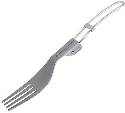 iBasingo Falten Titan Gabel Ultraleicht Camping Besteck mit Klappgriff Outdoor Indoor Besteck Reiseutensilien Geschirr für Picknick Wandern Reisen Ti1023T