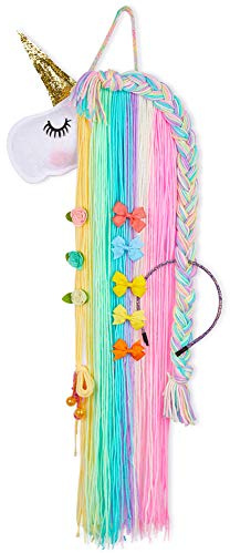 Beinou Einhorn Haarspangen Halter Regenbogen Garn Quasten Haar Bogen Haarnadel Lagerung Stirnband Veranstalter Kleiderbügel Haarschmuck Einhorn Thema Party Dekorationen für Baby Mädchen