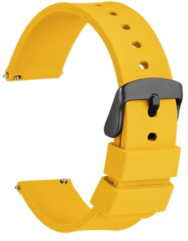 WOCCI Silikon Kautschuk Uhrenarmband mit Schwarzer Schnalle, Schnellverschluss Uhrenarmbänder, Ersatzarmband 14mm 16mm 19mm 18mm 20mm 21mm 22mm 24mm