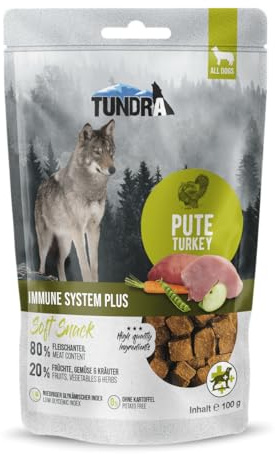 Tundra Snack 80% Fleischanteil - Immune System - Pute 100 g | Hundesnack | Softsnack