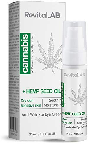 RevitaLAB Crème Contour des Yeux Extrait de Cannabis avec Huile de Graines de Chanvre 30 ml - Hydratant Anti-Âge Testé Dermatologiquement