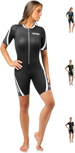 Cressi Playa Lady Shorty, Muta High Stretch in Neoprene 2.5 mm Donna, Nero/Bianco, XXL/6