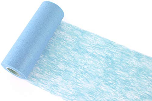 20 m x 23 cm Dekoband VLIES HELLBLAU Schleifenband Geschenkband Deko Netzband Floristik Band Vliesband Dekovlies Tischdekoration zum Basteln Dekorieren Taufe Tischläufer Tischband