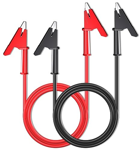 Cleqee Krokodilklemmen Messleitungen, 2 Stück, 3,3ft/1m | Dual endete Krokodil Draht Kabel, Mit Isolatoren Clips, Flexible Kupferkabel, Für elektrische Prüfung
