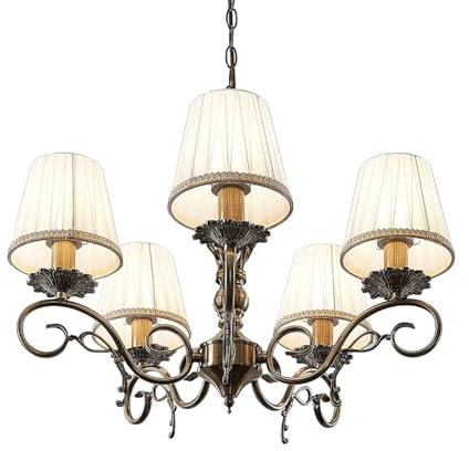 Ceiling Light 'Finnick' dimmable) in Bronze Made of Textile for e.g. Living Room & Dining Room (5 Light Sources, E14) from Lindby | Chandeliers, Lighting, Lamp, Pendant Light, Hanging lamp, lamp