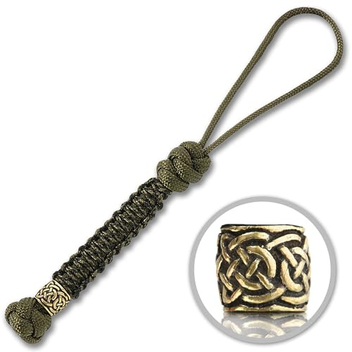 M-Tac Messer-Schlüsselband mit Perlen - Paracord Lanyard - Taktisches Schlüsselband für Messer - Skandinavisch (Olive)