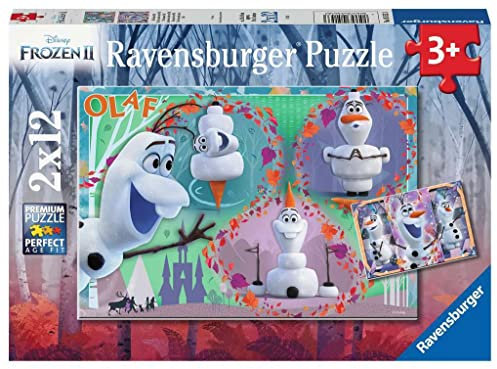 Ravensburger Kinderpuzzle - 05153 Alle lieben Olaf - Puzzle für Kinder ab 3 Jahren, Disney Frozen Puzzle mit 2x12 Teilen