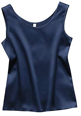 LSHARON SILK 100 % 19 Momme mullbärssilke damblus linne, marinblå, M