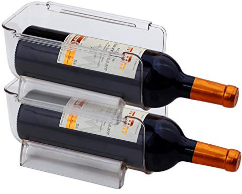 Set of 2 Pcs Plastic Stackable Wine Storage Rack, Wine Bottle Organizer for Fridge Refrigerator Kitchen Countertops