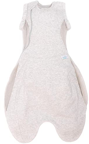 PurFlo Swaddle to Sleep Bag,Leichter 0.5 Tog Sommer Infant Swaddle,0-4 Monate,atmungsaktiver Neugeborenen-Babyschlafsack,wächst mit Ihrem Baby,Swaddle Arms In or Out,Hip Healthy,Minimal Grey