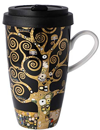 Goebel Coffee to Go Künstlertasse mit Deckel Gustav Klimt Der Lebensbaum, 12,5x8,5x15cm, 0,5L, 67-017-06-1