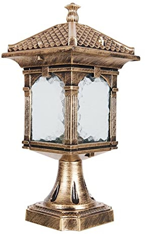 XMFXIAO European Copper Column Lamp Outdoor Waterproof Garden Table Lamp Glass E27 Decoration Illumination Bollard Lamp Terrace Balcony Corridor Aisle Lighting Fixture Street Post Light