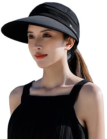 CHIC DIARY Sonnenhut Damen Sonnenschutz Visor Cap mit großer Krempe Sommerkappe Sonnenmütze Abnehmbar Hut für Outdoor Golf