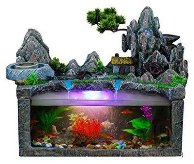 FKJLUN Tabletop Fountain Indoor Water Feature Fountain，Waterfall Tabletop Cascade Aquarium Decoration Meditation Fish Tank Circulating Water Fountain Relaxation Indoor Fountain