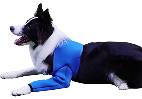 Hunde Erholungsanzug, Kegelhalsband Alternative, Abriebfeste Hunde Erholungshülle, Haustierwunden verhindern Lecken, Biss, Nässe und Infektion, waschbar und wasserdicht (Blau, S)