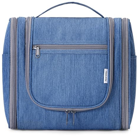 Narwey Kulturbeutel Herren zum Aufhängen, Kulturtasche Kulturbeutel Herren Damen Gross, Waschtasche Hanging Toiletry Bag Herren für Reise, Kosmetiktasche Make up Tasche für Frauen (Navy blau(Groß))