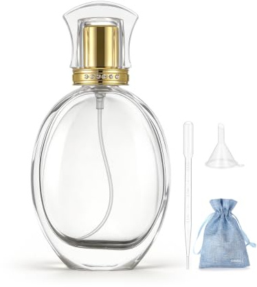 JJKMALL Botella de Spray Pulverizador Vintage de 50 ml, Botellitas Pequeñas para Rellenar, con Forma Ovalada, Recargable, Atomizador de Vidrio de Cristal, Botellas de Perfume Vacías de Niebla Fina